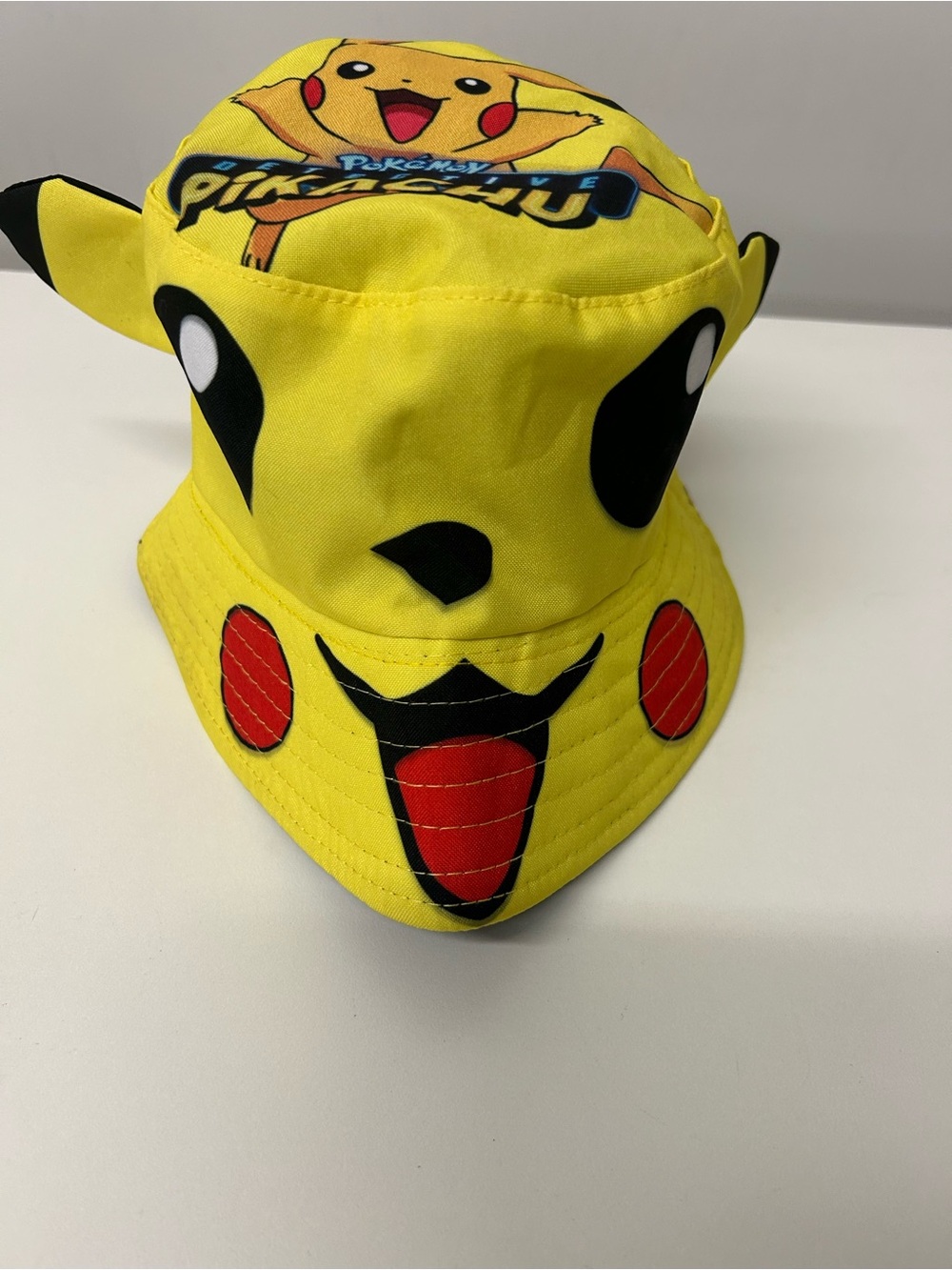 Pokemon Pikachu Bright Yellow Kids Bucket Hat with Red Accents